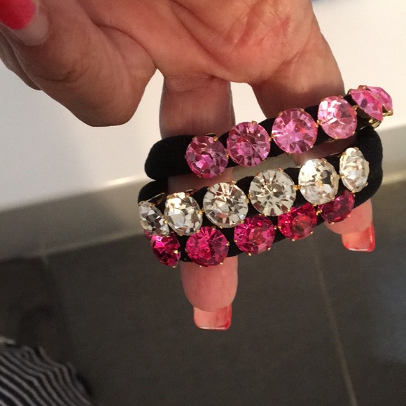 Natasha Set of 3 thick Hair ties w large Crystals - Picture 1 of 2